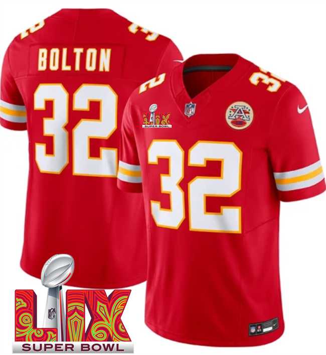 Men & Women & Youth Kansas City Chiefs #32 Nick Bolton Red 2025 Super Bowl LIX Patch F.U.S.E. Vapor Limited Stitched Jersey